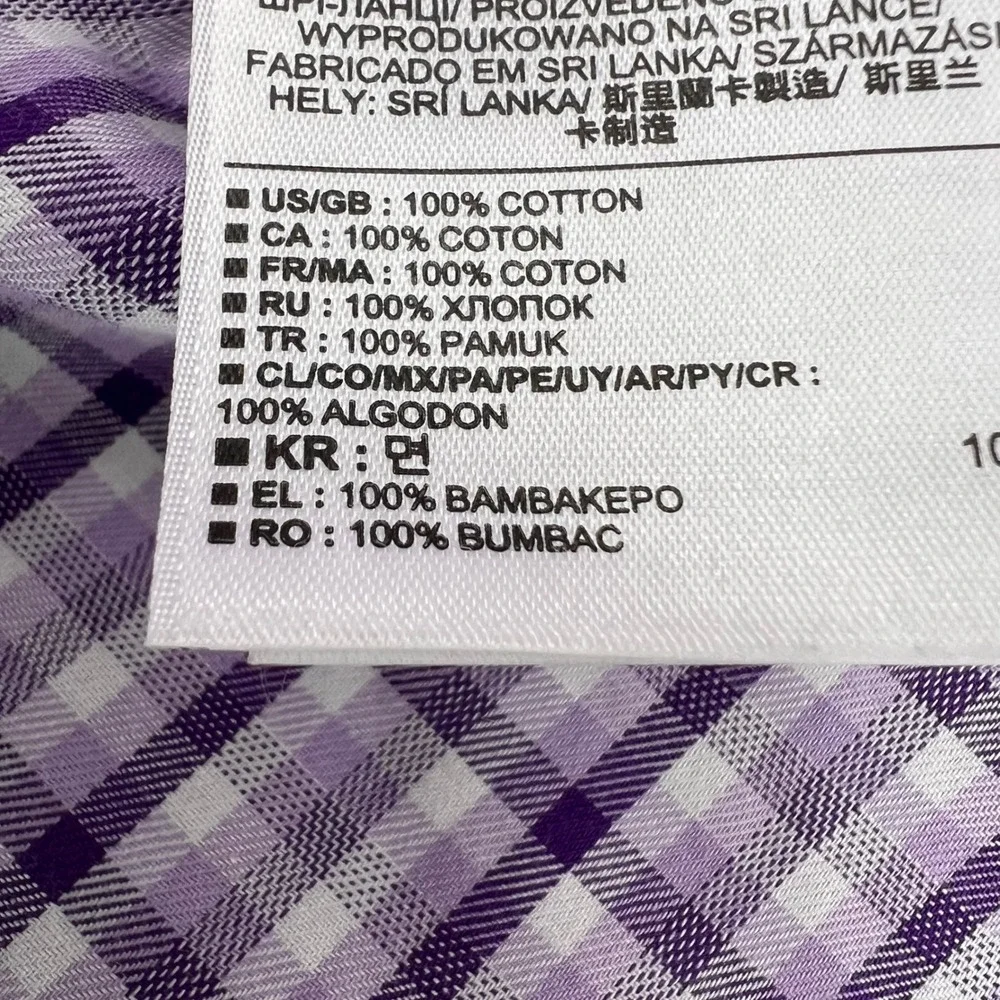 Banana Republic Non Iron Slim Fit Plaid Dress Shirt‎ Mens Medium Purple White